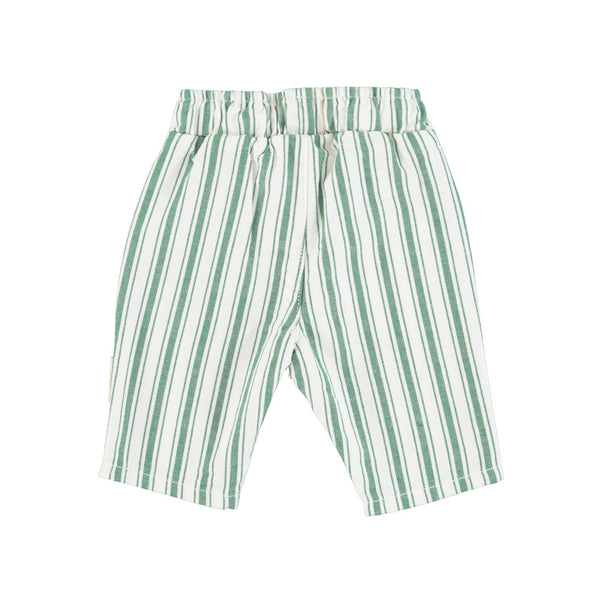 UNISEX TROUSERS WHITE WITH LARGE GREEN STRIPES