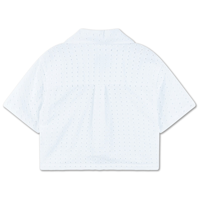 CROPPED SHIRT GRAPHIC EMBROIDERY ANGLAISE