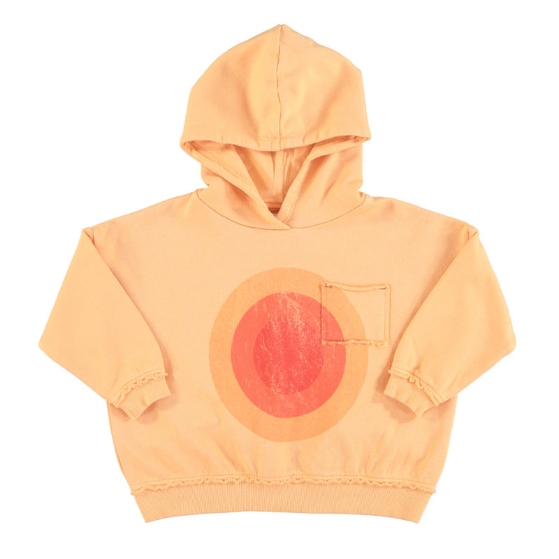 HOODED SWEATSHIRT PEACH WITH MULTICOLOR CIRCLES PRINT