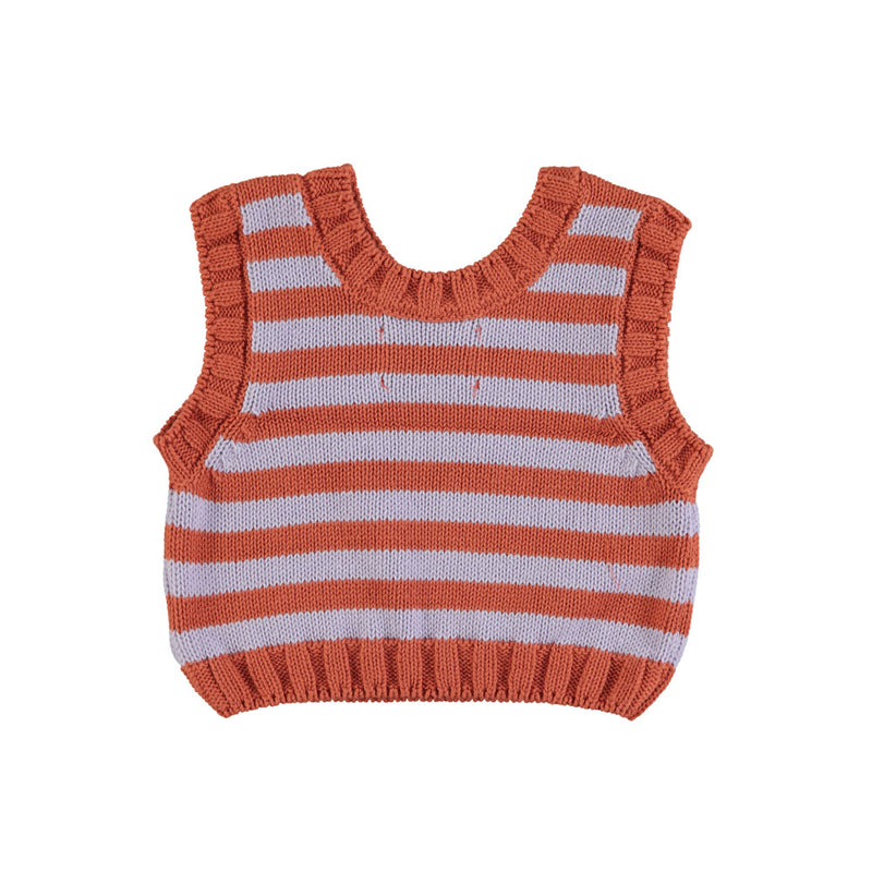 KNITTED TOP LAVENDER & TERRACOTTA STRIPES