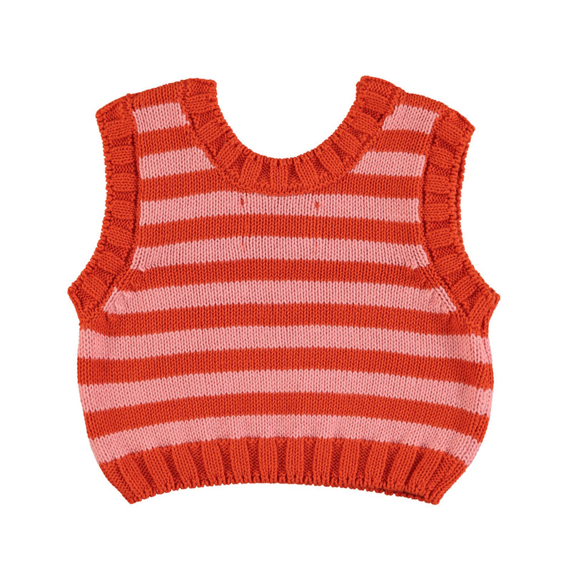 KNITTED TOP PINK & RED STRIPES