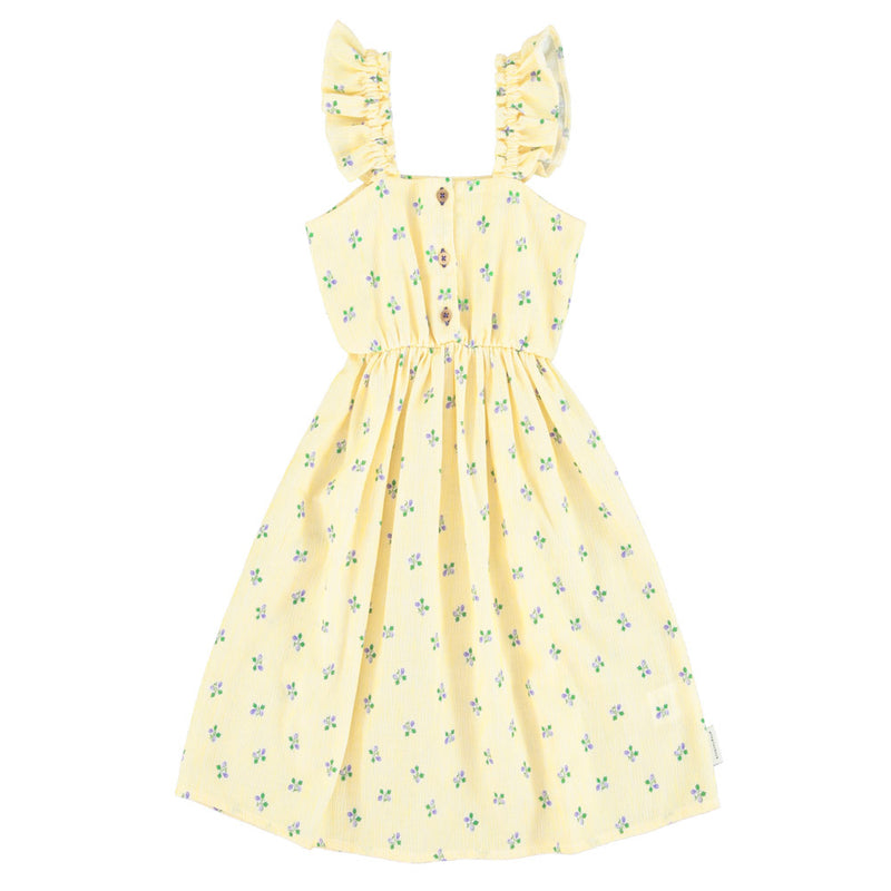 LONG DRESS YELLOW STRIPES WITH LITTLE FLOWERS