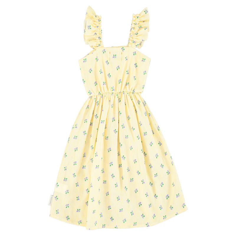 LONG DRESS YELLOW STRIPES WITH LITTLE FLOWERS