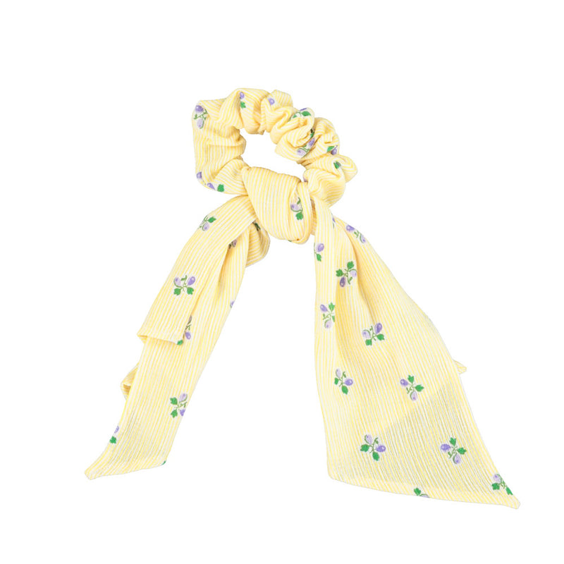 SCRUNCHIE YELLOW STRIPES WITH LITTLE FLOWERS
