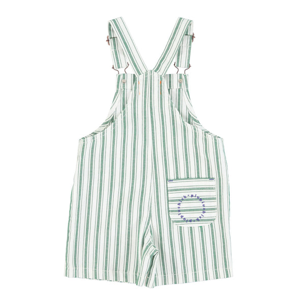 SHORT DUNGAREES WHITE WITH LARGE GREEN STRIPES
