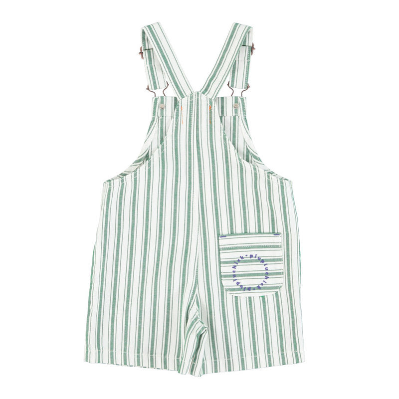 SHORT DUNGAREES WHITE WITH LARGE GREEN STRIPES