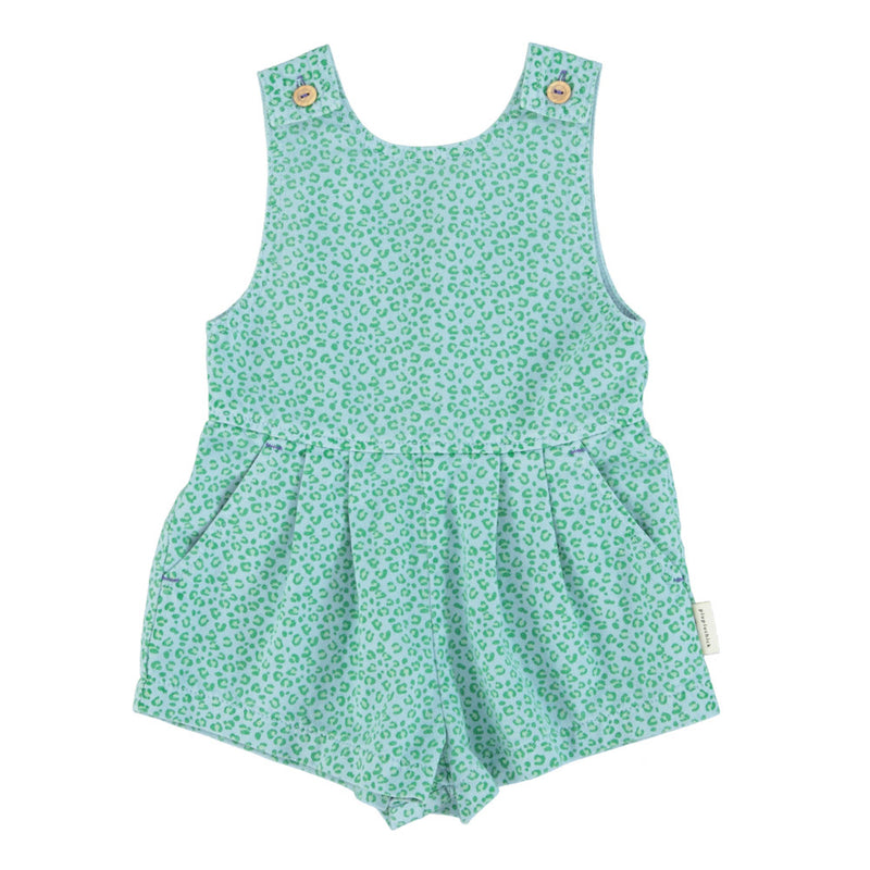 SHORT JUMPSUIT BLUE WITH GREEN ANIMAL PRINT