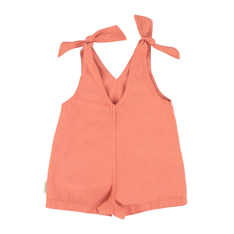 SHORT JUMPSUIT WITH STRAPS TERRACOTTA WITH MULTICOLOR PRINT