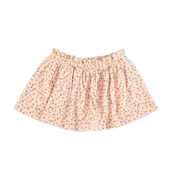 SHORT SKIRT LIGHT PINK WITH YELLOW FLOWERS