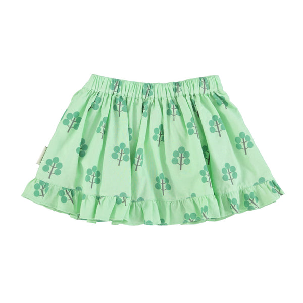 SHORT SKIRT WITH RUFFLES GREEN WITH GREEN TREES