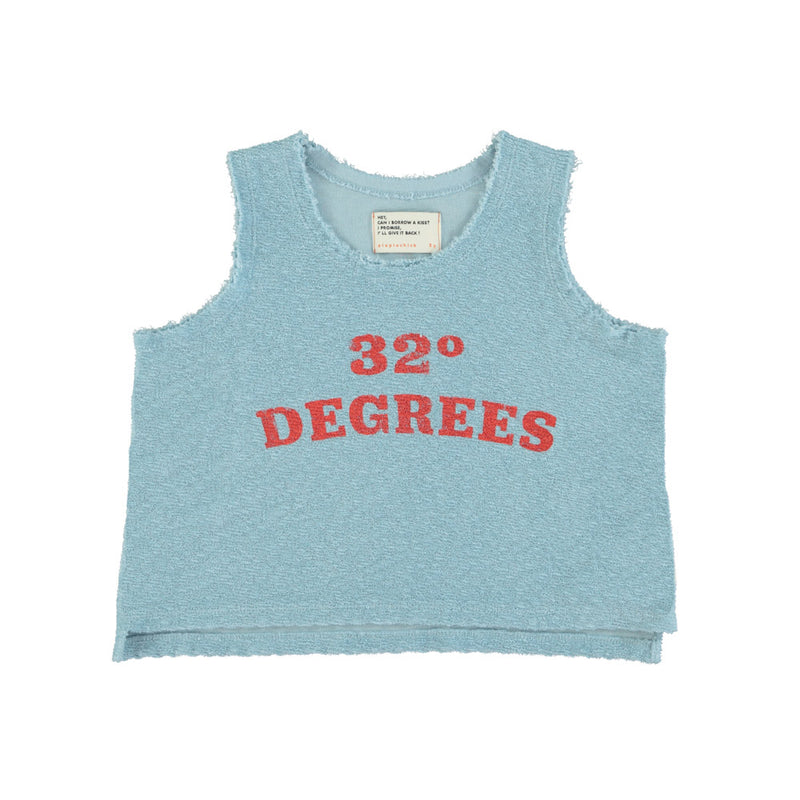 SLEEVELESS T-SHIRT BLUE WITH 32 DEGREES PRINT