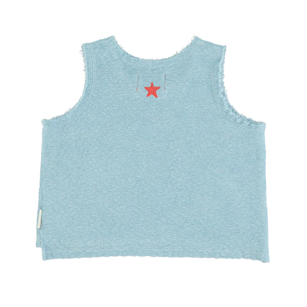 SLEEVELESS T-SHIRT BLUE WITH 32 DEGREES PRINT