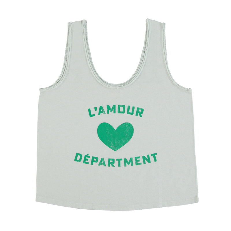 SLEEVELESS TOP WITH V-NECK LIGHT GREY WITH L'AMOUR PRINT