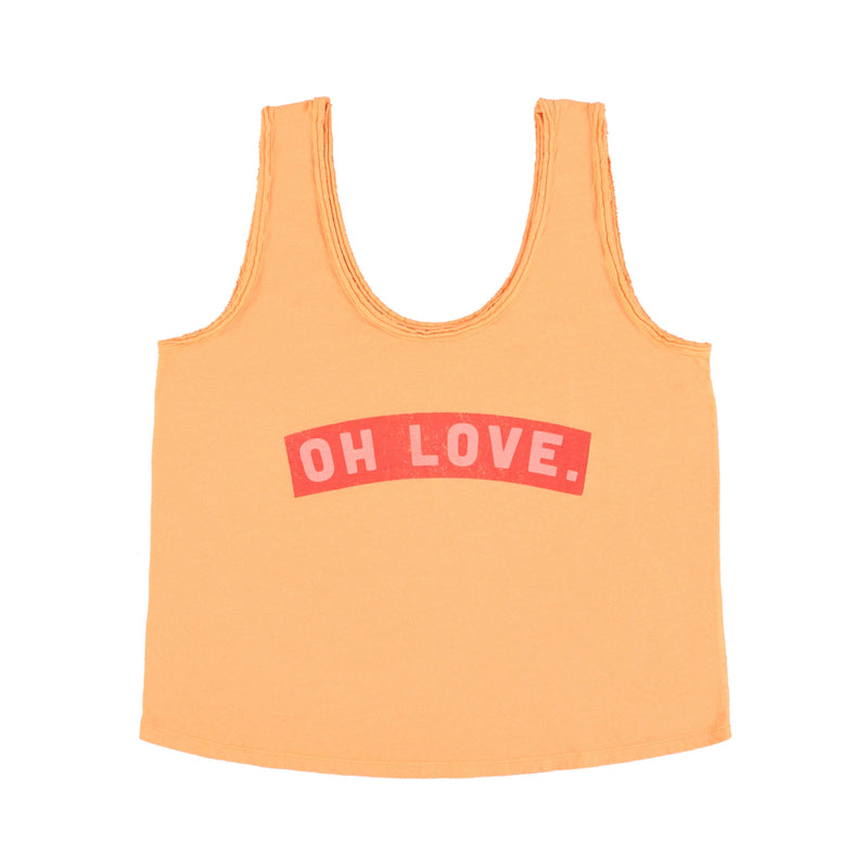 SLEEVELESS TOP WITH V-NECK ORANGE WITH OH LOVE PRINT