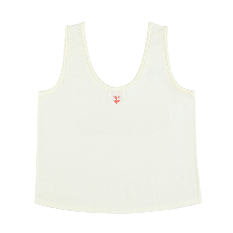 SLEEVELESS TOP WITH V-NECK WHITE WITH LIPS PRINT