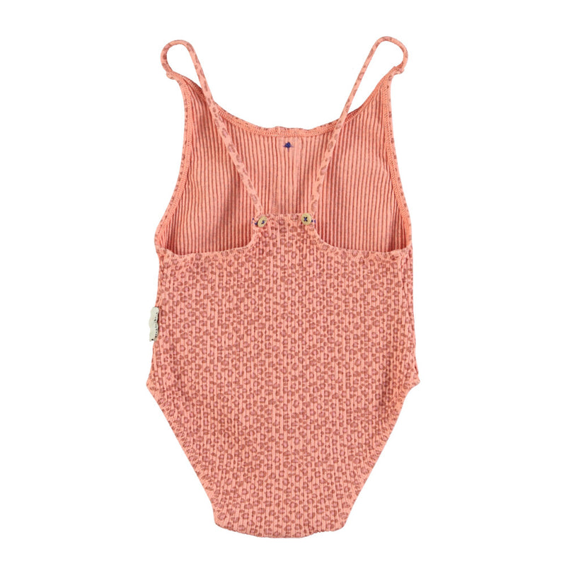 SWIMSUIT WITH BUTTONS CORAL WITH ANIMAL PRINT