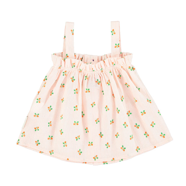 TOP WITH STRAPS LIGHT PINK STRIPES WITH LITTLE FLOWERS