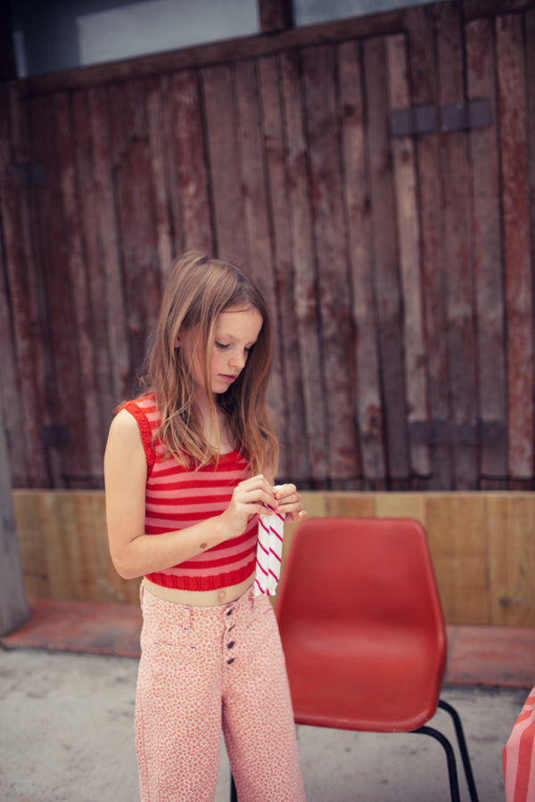 KNITTED TOP PINK & RED STRIPES