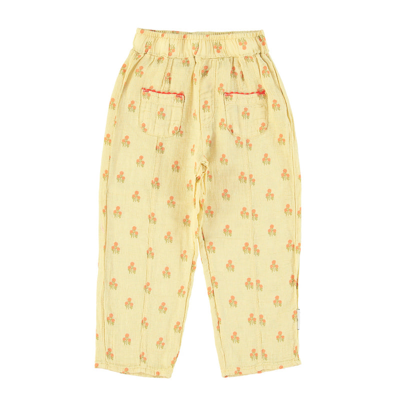 GIRL TROUSERS LIGHT YELLOW WITH FLOWERS ALLOVER