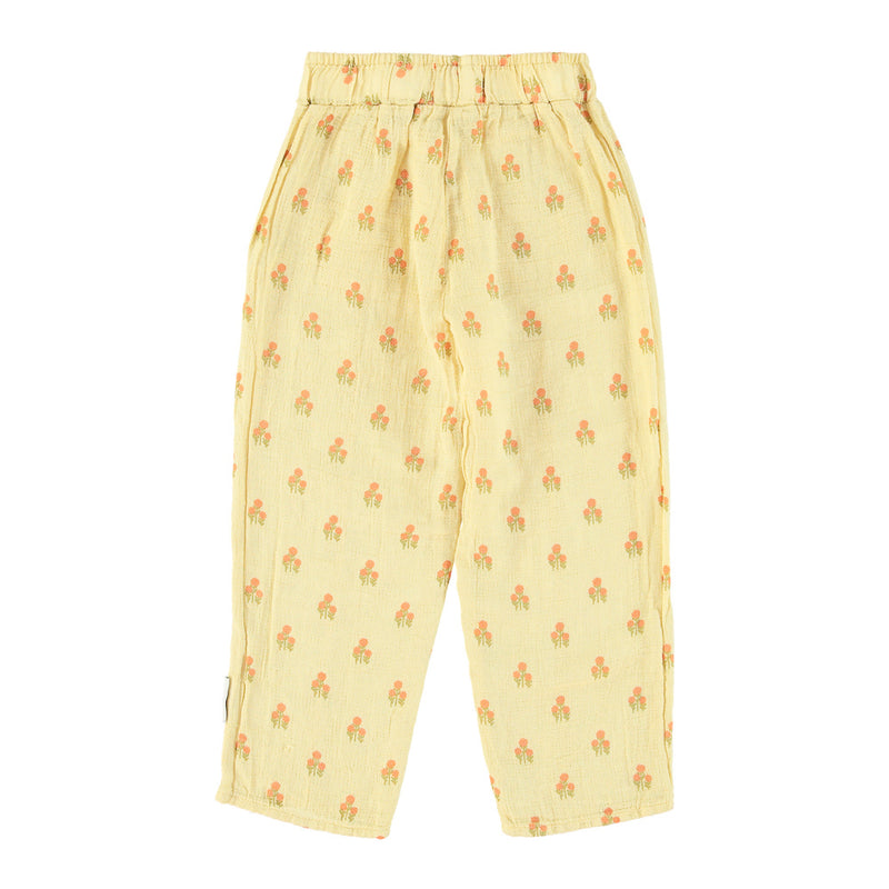 GIRL TROUSERS LIGHT YELLOW WITH FLOWERS ALLOVER